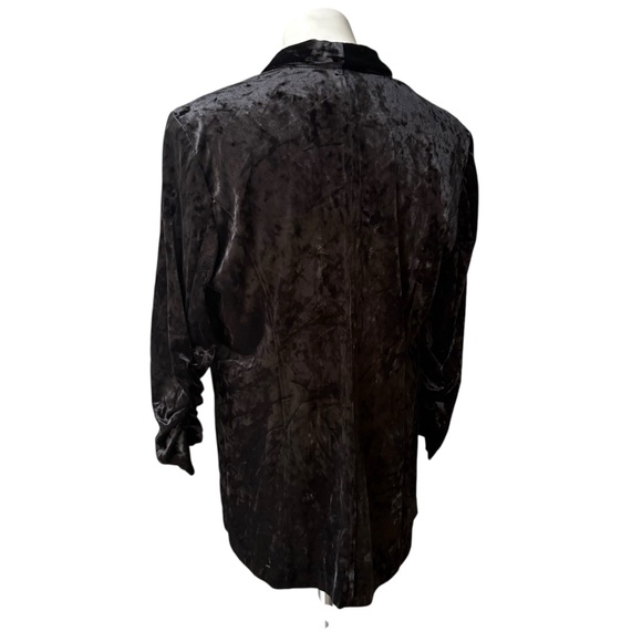 89th & Madison Black Crushed Velvet Open Front Blazer Cinched Sleeve Cuffs, Sz L - Picture 6 of 14